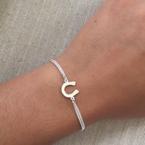 Stella & Dot bracelet horseshoe silver gray new